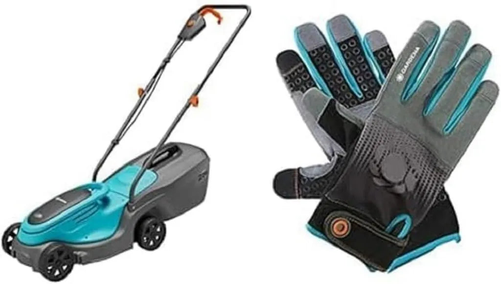 Kompakter Akku-Rasenmäher 18V, inklusive 2,5 Ah Akku und Gartenhandschuhe, Größe L