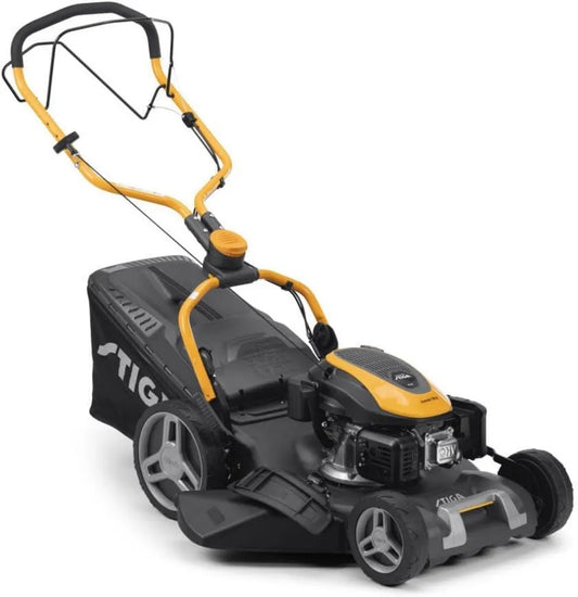 STIGA Combi 753 S Benzin-Rasenmäher mit Antrieb, 166 ccm Motor, 51 cm Schnittbreite, 4-in-1 System, 60 L Grasfangkorb, ergonomischer Fulcrum-Griff, variable Schnitthöhe, Schwarz
