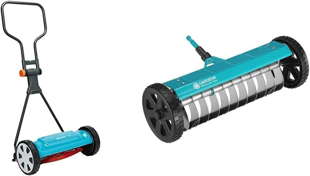 Gardena Handrasenmäher 400: Präzise Spindelmäher mit 40 cm Schnittbreite & Vertikutierer für Moosentfernung