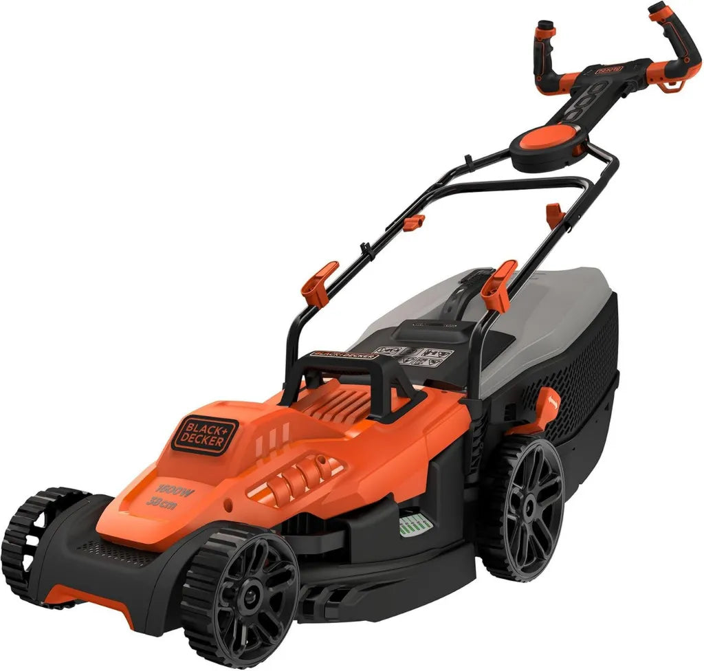 Black+Decker leistungsstarker Elektro-Rasenmäher mit EasySteer, 38 cm Schnittbreite