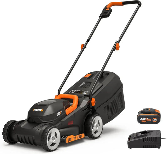 WORX WG730E 20V Akku-Rasenmäher – Effizienter bürstenloser Motor für bis zu 200m² Fläche – 30cm Schnittbreite - Randnahes Schneiden – 3-fach verstellbare Schnitthöhe – Inklusive 4Ah Akku und Ladegerät