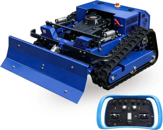 Allrad-Raupen-Mähroboter mit Fernbedienung und Schneeschild für schwieriges Terrain