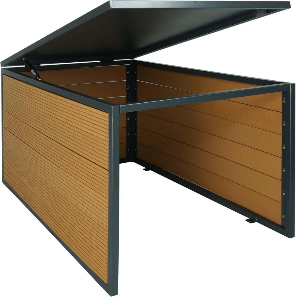 Geräumige Rasenmäher-Garage XL aus WPC/Metall, Eichenoptik, 43x70x90cm