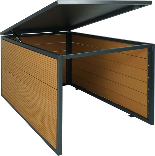 Geräumige Rasenmäher-Garage XL aus WPC/Metall, Eichenoptik, 43x70x90cm