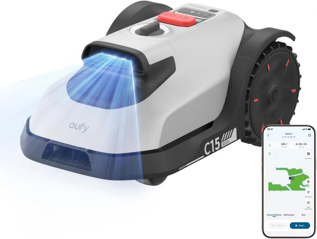 eufy C15 Mähroboter - Intelligente Navigation, Sicher für Igel, Bis zu 500m², Präzises Randmähen