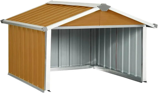 Robuste Mähroboter-Garage aus verzinktem Stahl, 92x97x63 cm, Braun mit Ladestation