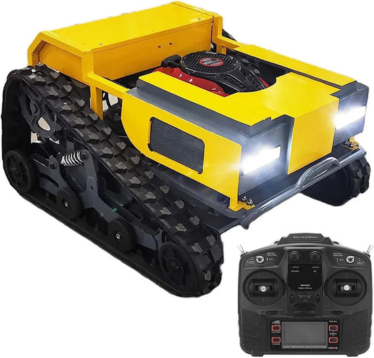 Benzinbetriebener Mähroboter mit 9,5 PS und Viertaktmotor, bis 45° Steigung, Fernbedienung und LED-Beleuchtung, ideal für große Gärten und Landwirtschaft
