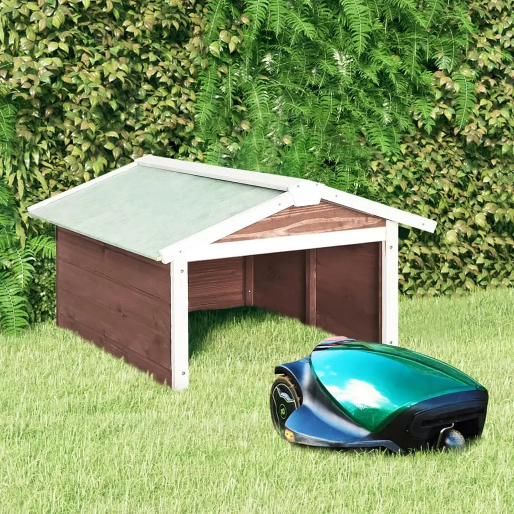 Gecheer Rasenmäher-Roboter-Unterstand aus Tannenholz, 72x87x50 cm, Mocca Weiß, ideal für Haus- und Kleingärten