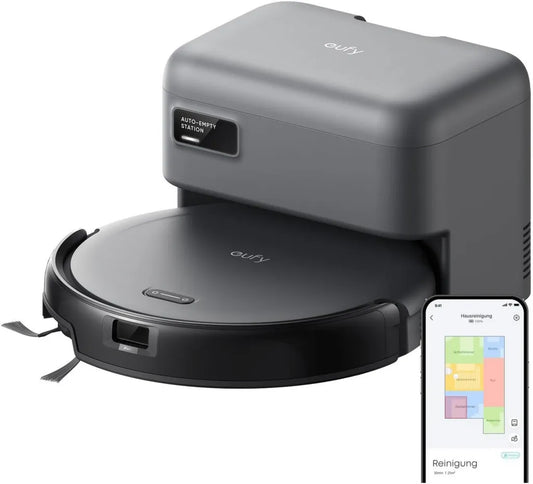 eufy C10 Roboterstaubsauger mit Absaugstation, Ultraflaches Design, Teppichreinigung, Seitenbürsten für Ecken, Automatische Entleerung, Laser- und Infrarot-Navigation