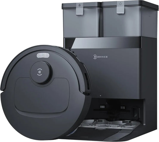ECOVACS DEEBOT T30e Omni Staubsaugerroboter mit Wischfunktion, 25.000 Pa Saugkraft, OZMO Turbo 2.0, ZeroTangle 3.0 Technologie, Hauptbürste mit Triple-V Design, Omni-Station mit 45°C Trocknung, Schwarz