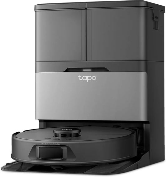 Tapo RV50 Pro Saugroboter mit heißer Wischfunktion, 15000 Pa Leistung, Selbstreinigung und Trocknung, herausnehmbarer Mopp, Anti-Verwirrungssystem, Alles-in-Einem-Dock