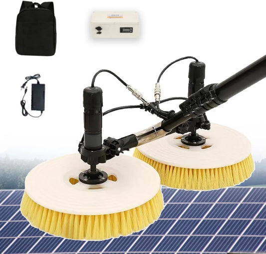 Effizienter Solarmodul-Reinigungsroboter mit Doppelbürsten und Teleskopstange, wassersparend