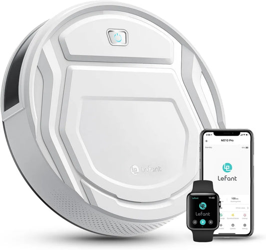 Lefant M210P Staubsaugerroboter, 2200 Pa, WLAN & Alexa Steuerung, ideal für Tierhaare und Hartböden, Weiß