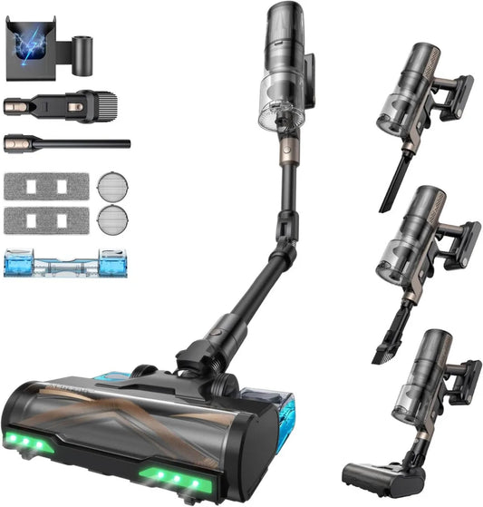 Proscenic P20 Akku-Staubsauger mit Wischfunktion, leistungsstark und kabellos, 70 Minuten Laufzeit, ideal für Tierhaare und Hartböden