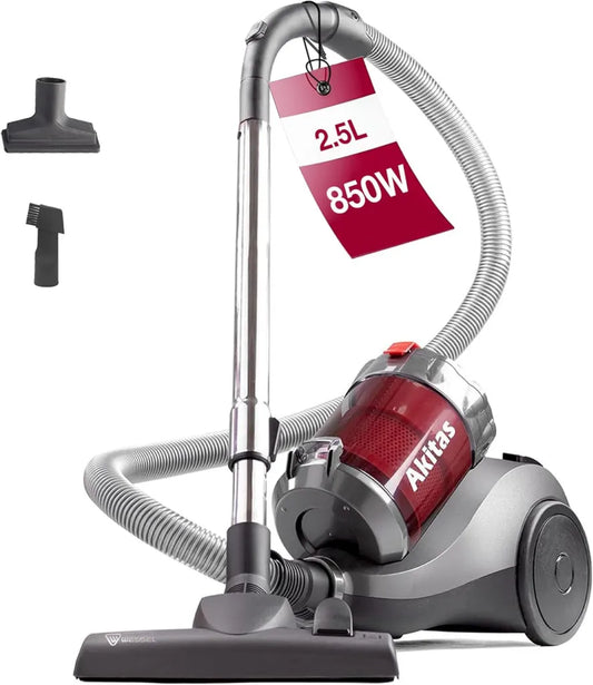 Leistungsstarker 850W Staubsauger ohne Beutel, 2-in-1-Bürstenkopf für vielseitige Reinigung