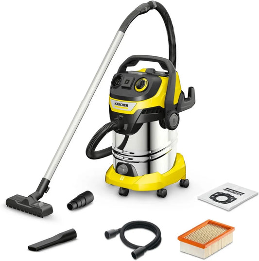 Kärcher Mehrzwecksauger WD 6 P S mit 8 m Kabel und 3,5 m Schlauch, 1300 W Leistung, 30l Edelstahlbehälter