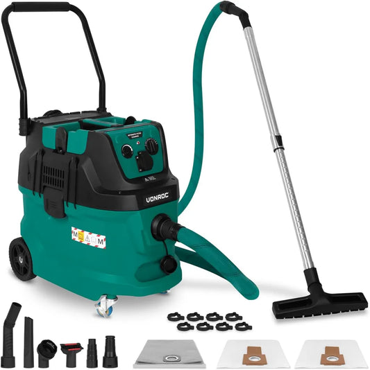 VONROC M-Klasse Nass-Trockensauger 1600W mit HEPA H14, Auto-Pulsreinigung & 2000W Steckdose