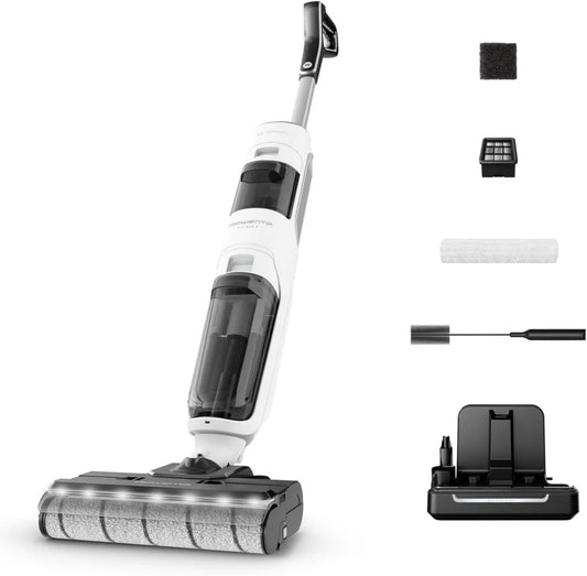 Rowenta X-Clean 5, Multifunktionaler Nass- und Trockensauger, 3 Reinigungsmodi, automatische Erkennung, LED-Licht, Selbstreinigung, Heißlufttrocknung, 50 Min. Betriebszeit, Schneeweiß, Modell GZ5557EE
