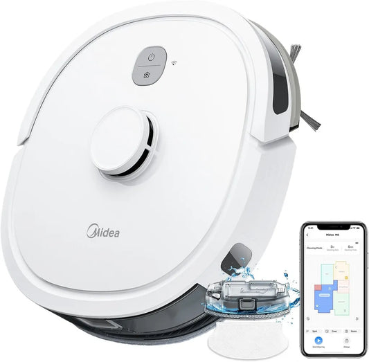 Midea M6 Saug- und Wischroboter, LiDAR-Navigation, 140 Min Laufzeit, 2000 Pa Saugleistung, ideal für Tierhaare und verschiedene Böden, APP-Steuerung mit 3 Karten