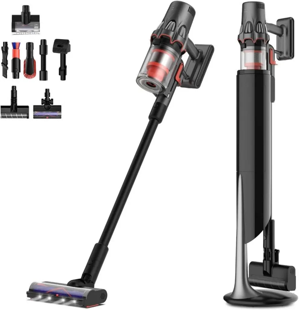 Deerma DEM-T50W Kabelloser Staubsauger mit Entleerstation, 30kPa, 590W - Perfekt für Tierhaare und Hartböden, Gunmetal-Grau