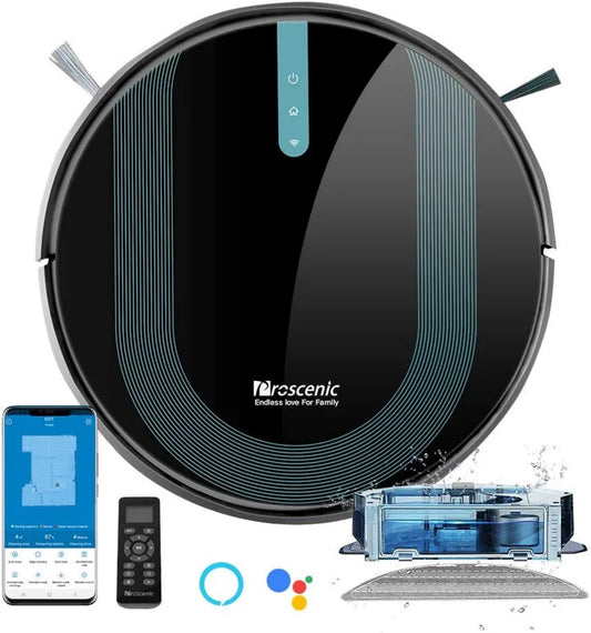 Proscenic 850T Saug- und Wischroboter, 3000 Pa, ideal für Tierhaare, smarte Navigation, 2-in-1-Behälter, steuerbar mit Siri, App, Alexa und Google Home