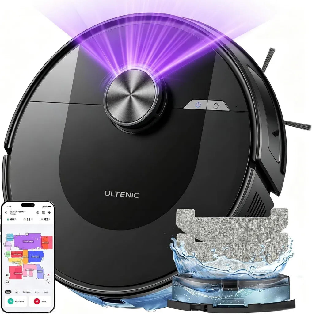 Ultenic Saugroboter 3-in-1 mit 8000Pa, LiDAR-Navigation und No-Go-Zonen, App-Steuerung, Ideal für Teppiche und Tierhaare