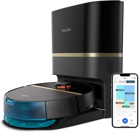 Philips HomeRun 7000: Roboter-Staubsauger mit Wischfunktion, 5000 Pa, Autonom mit Entleerungsstation, 180 Min Laufzeit, App-Steuerung, Modell XU7100/01