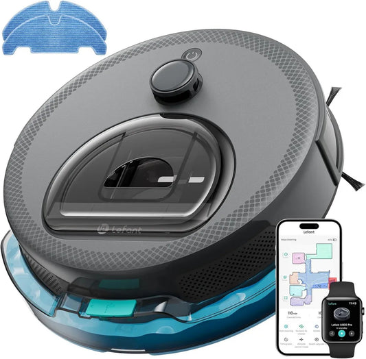 Lefant M330Pro Staubsaugerroboter mit Wischfunktion, leistungsstarke 5000Pa Saugleistung, Dual-Band Wi-Fi, intelligente Multi-Etagen-Kartierung, No-Go-Zonen, Hindernisvermeidung, LiDAR-Navigation, einfach entleerbarer Staubbehälter, Grau