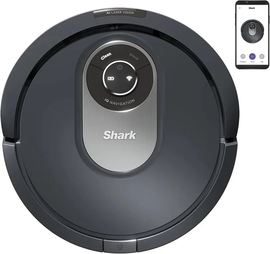 Intelligenter Shark Saugroboter mit Anti-Haar-Technologie und App-Steuerung, geeignet für Teppich und Hartboden, 90 Minuten Laufzeit, Grau