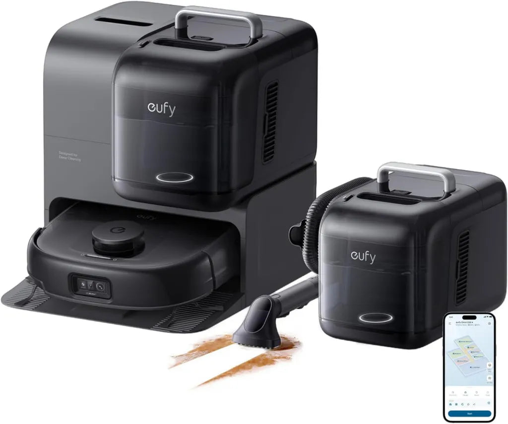 eufy Omni E28 Saugroboter mit Wischfunktion, 20.000Pa Turbo-Saugkraft, Anti-Verhedderungsbürste, Eckenreinigungsarm, Alles-in-Einem-Station, ideal für Tierhaare und Kinder