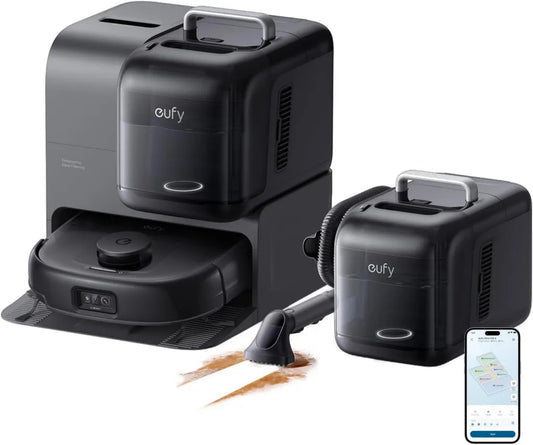 eufy Omni E28 Saugroboter mit Wischfunktion, 20.000Pa Turbo-Saugkraft, Anti-Verhedderungsbürste, Eckenreinigungsarm, Alles-in-Einem-Station, ideal für Tierhaare und Kinder