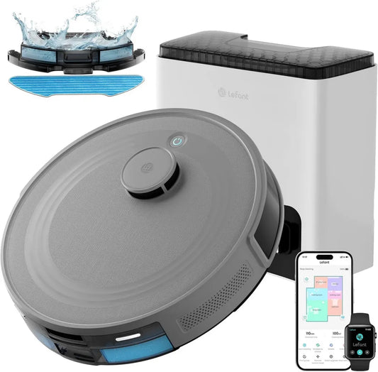 Lefant M2S Plus Saugroboter mit Reinigungsstation, 10.000 Pa Saugkraft, Hindernisvermeidung, 240 Min. Laufzeit, ideal für Tierhaare, Teppiche und Hartböden, kompatibel mit Alexa und App