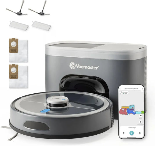 Vacmaster REi Saugroboter mit Absaugstation, 4000Pa Saugleistung, LiDAR-Navigation, WLAN-App & Sprachsteuerung, ideal für Tierhaare, Teppiche & Hartböden