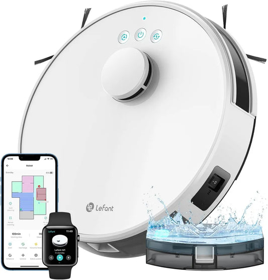 Lefant M1 Saugroboter mit LiDAR, 5500Pa, Wischfunktion, No-Go-Zonen, Auto-Aufladung, WLAN, für Tierhaare & Teppich