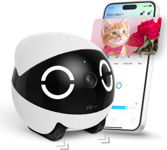 Enabot EBO ROLA – Intelligenter Begleitroboter mit 2K-Kamera, 25 Tage Akkulaufzeit, Nachtsicht und Bewegungserkennung für Haustiere
