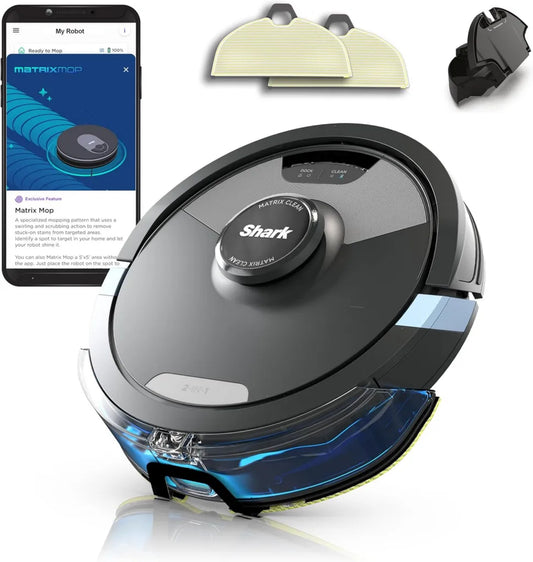 Shark Matrix Plus Saugroboter mit LiDAR-Navigation für Teppiche, Hartböden und Tierhaare, 2-in-1 Reinigungsfunktion, automatisches Aufladen