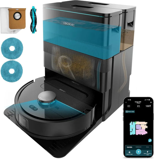 Cecotec Conga X50 X-Treme Saug- und Wischroboter mit Selbstreinigung, App-Steuerung, Lasernavigation, 15000 Pa, 240 Min Laufzeit