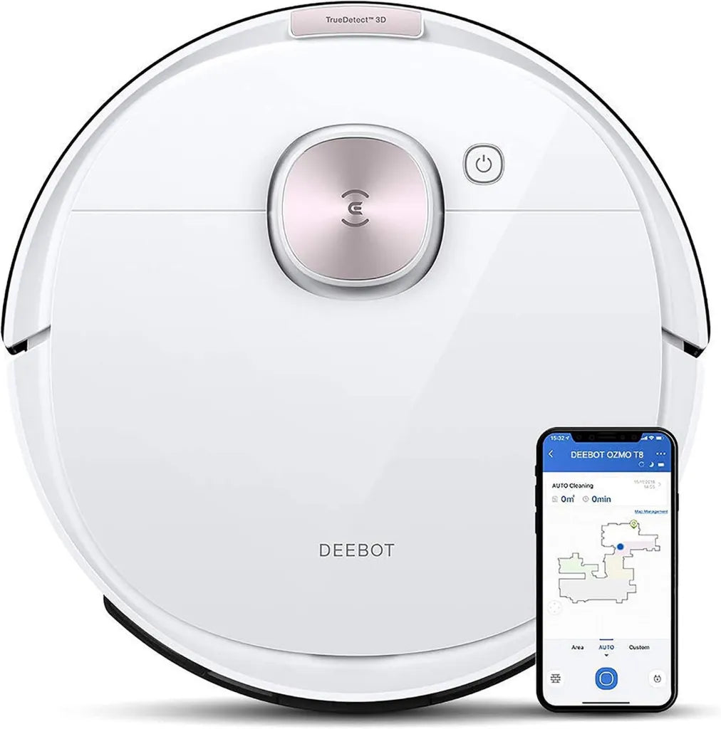 ECOVACS DEEBOT OZMO T8 Saug- und Wischroboter, intelligente Navigation, App-Steuerung, kompatibel mit Alexa, Weiß