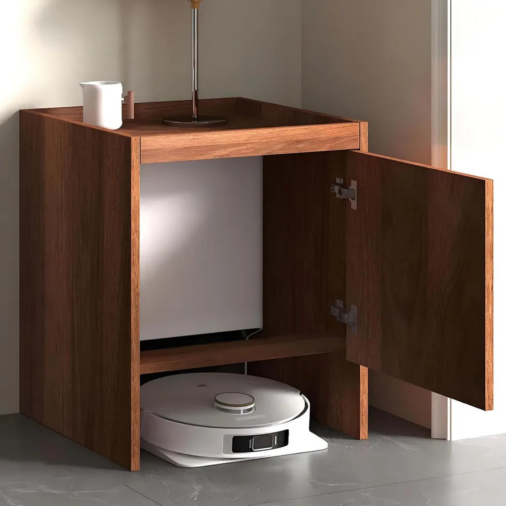 Massivholz-Schrank für Saugroboter, Aufbewahrungseinheit für Haushalt, Einfacher Zugang, Stilvolle Optik (Braun)