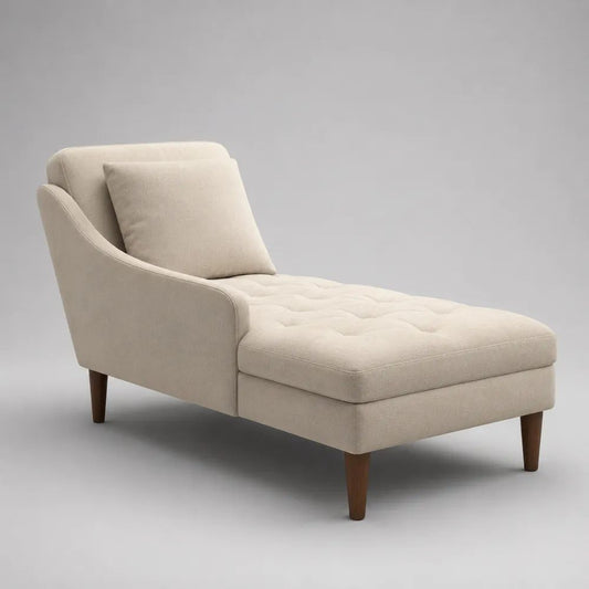 Chaiselongue aus Stoff mit einseitiger Armlehne und Rückenkissen, Beige, 165 x 78 x 88 cm