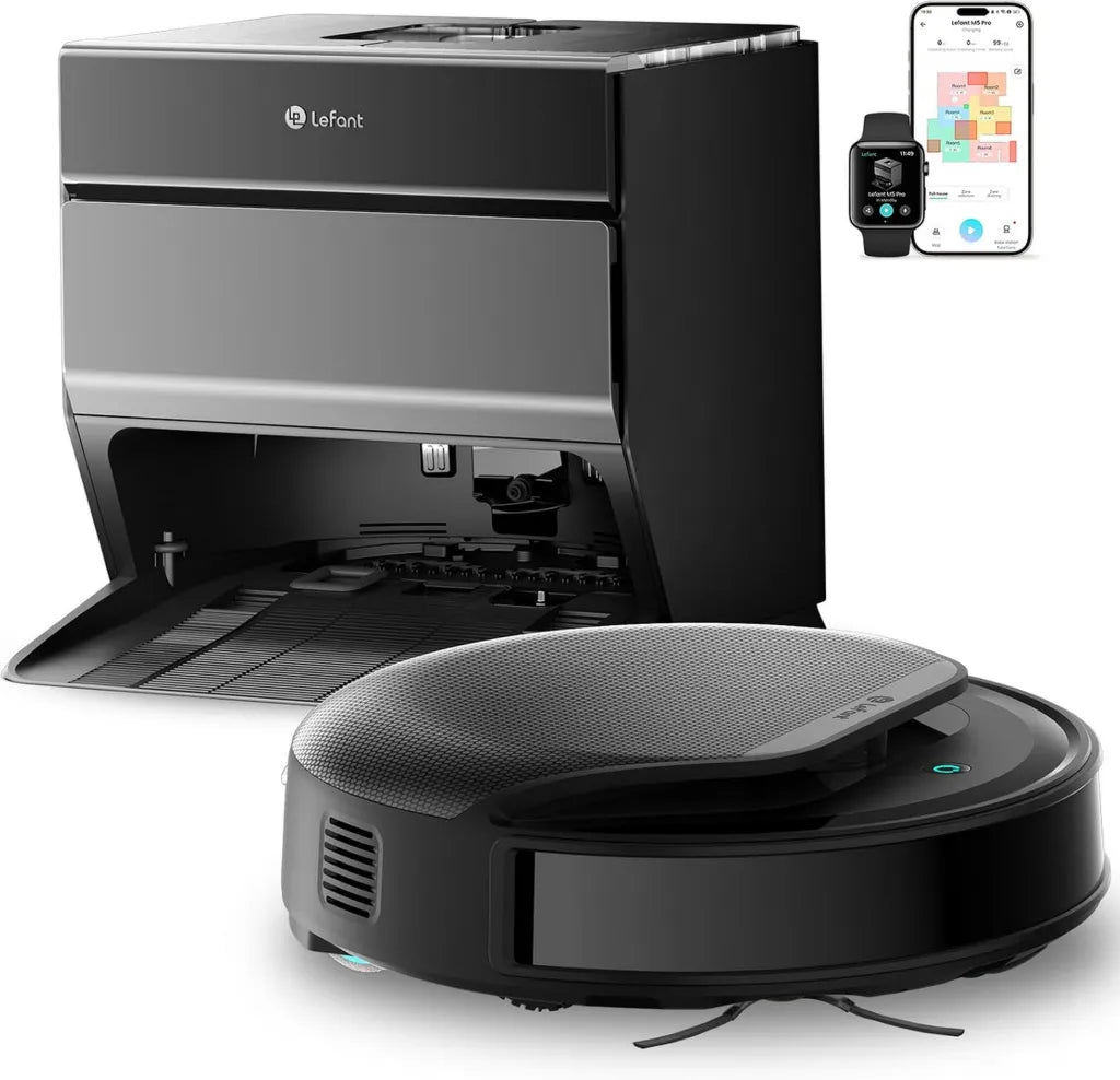 Lefant M5 Pro Saugroboter mit Wischfunktion, 18000 Pa, Hindernisvermeidung, Dualband-WLAN, Graue Tierhaarreinigung