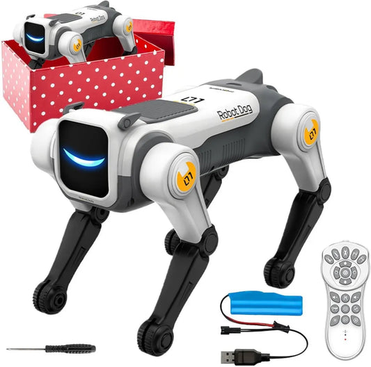 Intelligenter AI-Hunde-Roboter, wiederaufladbar mit USB, interaktives Spielzeug für Kinder ab 6 Jahren, Lern- und Bildungskompanion