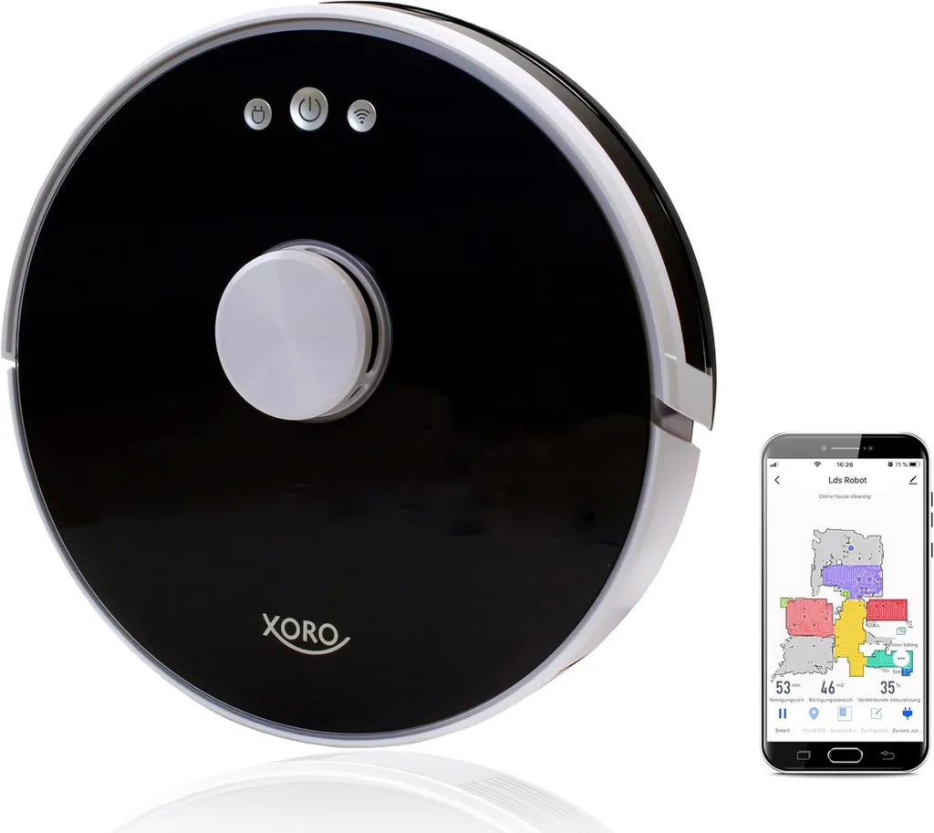 XORO Saugroboter HSR 200: Effizientes Staubsaugen und Wischen mit Lasernavigation, kompatibel mit Alexa und Google Home, ideal für Tierhaare