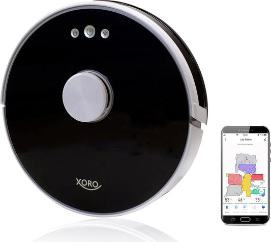XORO Saugroboter HSR 200: Effizientes Staubsaugen und Wischen mit Lasernavigation, kompatibel mit Alexa und Google Home, ideal für Tierhaare