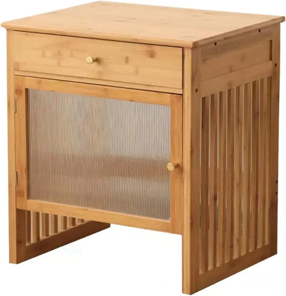 Moderner Holz-Roboter-Staubsauger mit Aufbewahrungsbox und Glastür, ideal für Wohnzimmer und Schlafzimmer