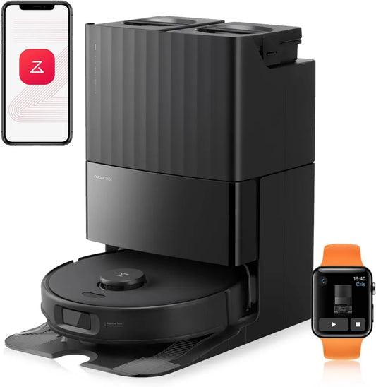 Roborock Qrevo Edge S5A Staubsaugerroboter mit Wischfunktion, Anti-Verhedderungssystem, 18500 Pa, FlexiArm Design für Eckenreinigung, Hebbarer Wischmopp, 75°C Heißwasserreinigung (Schwarz)