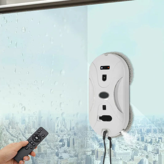 Elektrischer Fensterreinigungsroboter mit Fernbedienung und 3000Pa Saugkraft, Wassersprühsystem, intelligenter Kantenerkennung, 10 Reinigungstüchern für innen und außen