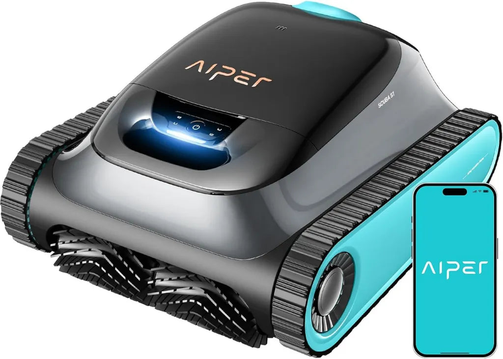 AIPER Scuba S1 Poolroboter mit intelligenter Navigation und App-Steuerung, effiziente Boden- und Wandreinigung, doppelte Filtration, 270 Min Laufzeit, ideal für Einbau- und Aufstellpools