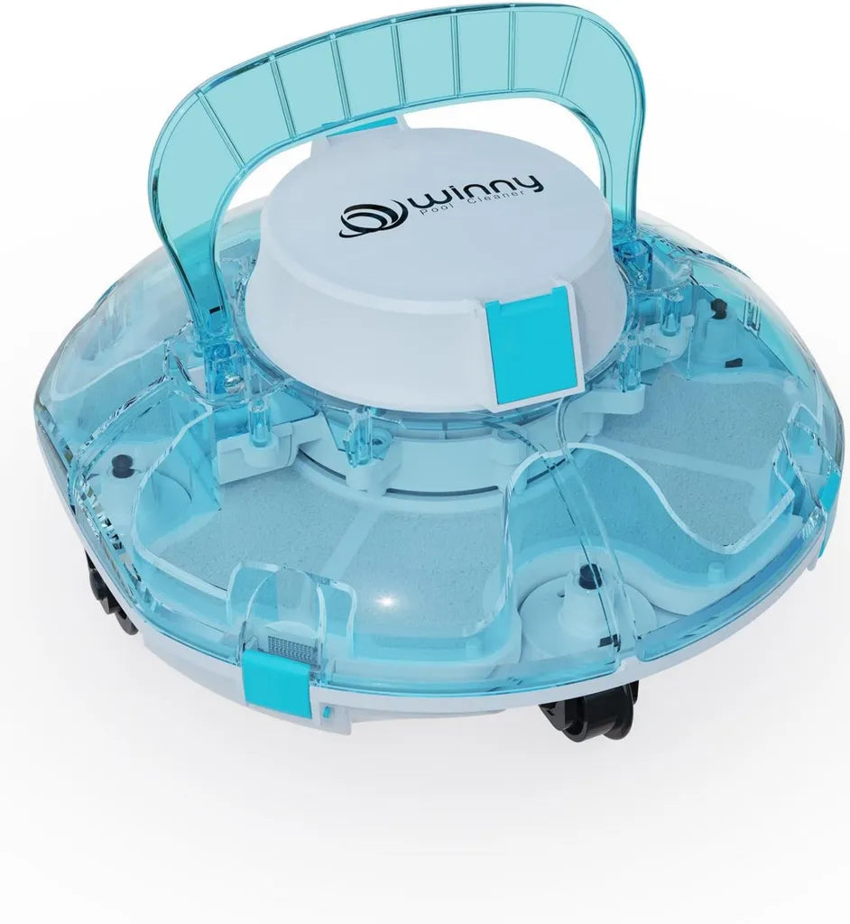 Kabelloser Poolroboter Winny 200 mit Akku, 75 Min. Laufzeit, doppelte Filtration, automatische Parkfunktion, für Aufstellpools bis 60 m², leicht und kompakt in Saphirblau