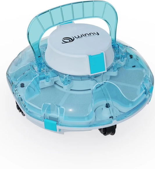 Kabelloser Poolroboter Winny 200 mit Akku, 75 Min. Laufzeit, doppelte Filtration, automatische Parkfunktion, für Aufstellpools bis 60 m², leicht und kompakt in Saphirblau
